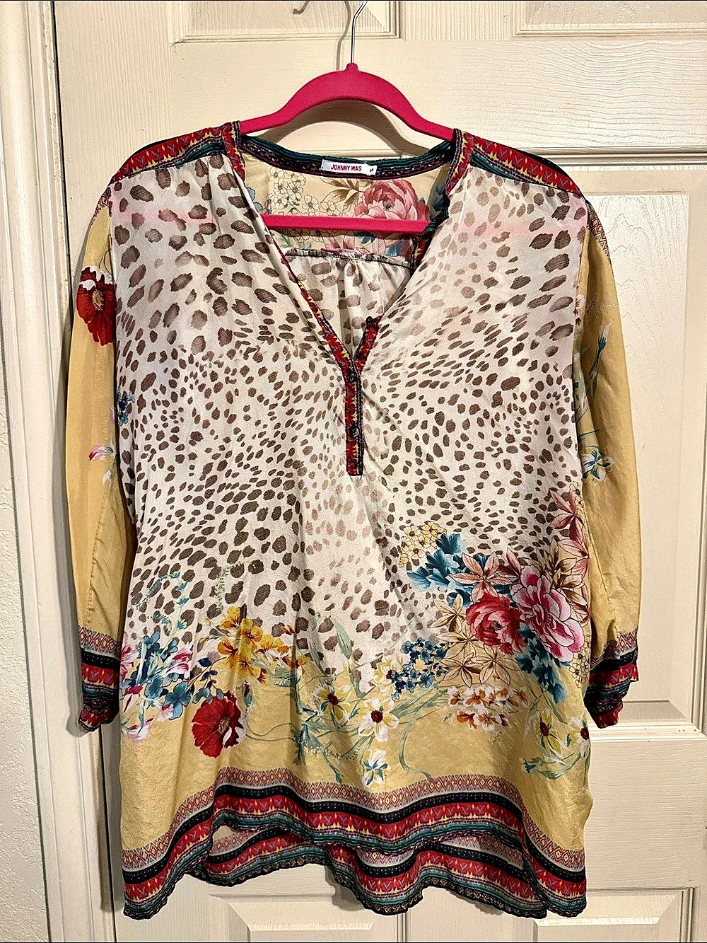 Johnny Was Printed Floral Animal Print Tunic Size Small
